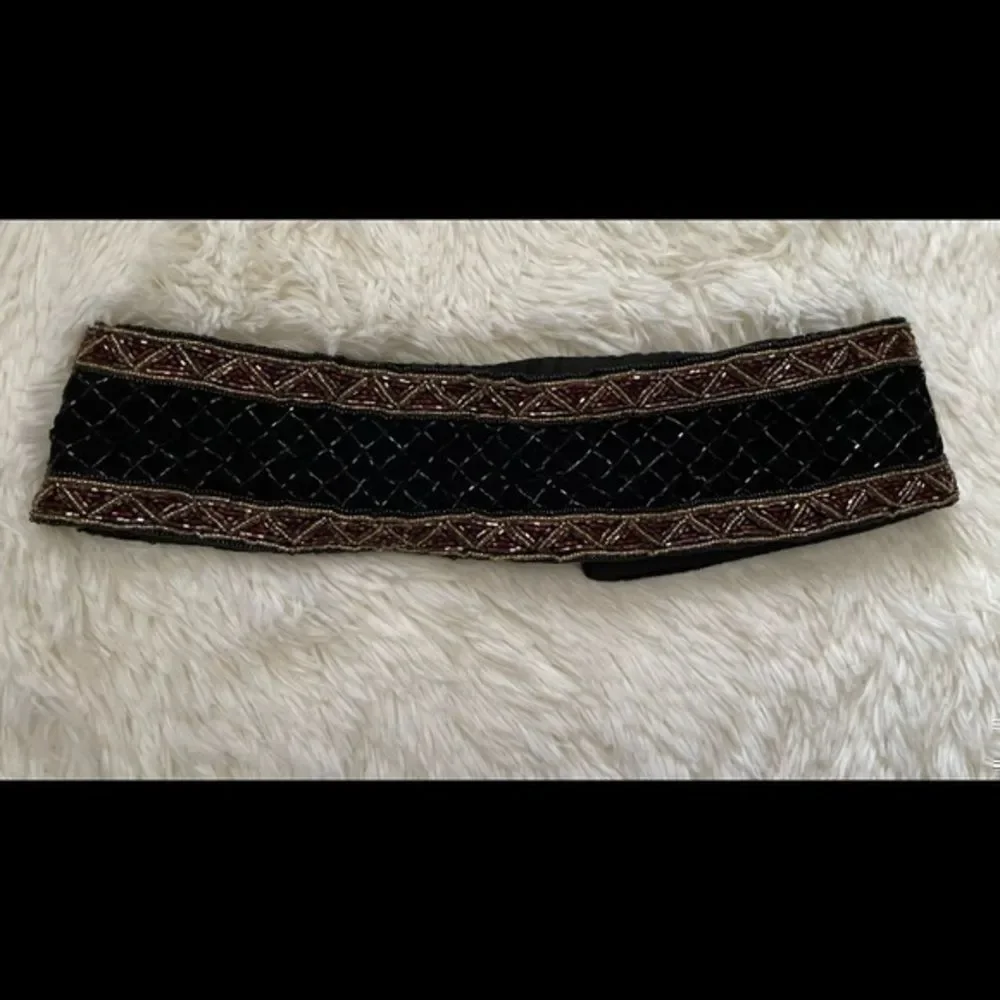 Vintage Christian Dior black, brown and gold embellished belt size small/medium